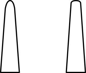 A burnisher with a rounded tip and a less rounded tip