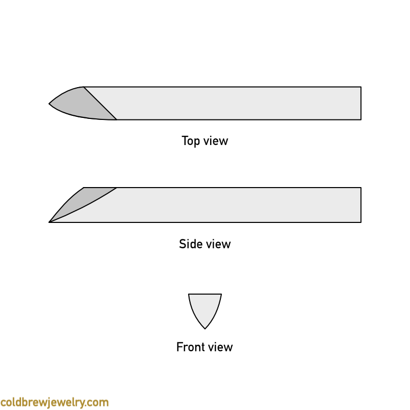 Onglette graver with a side angle