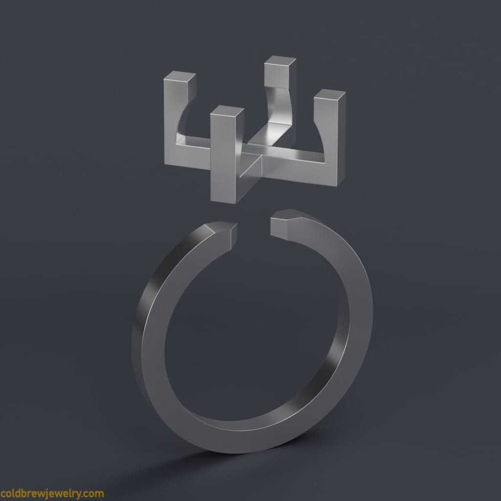 The setting and the ring shank (rendered in 3D)